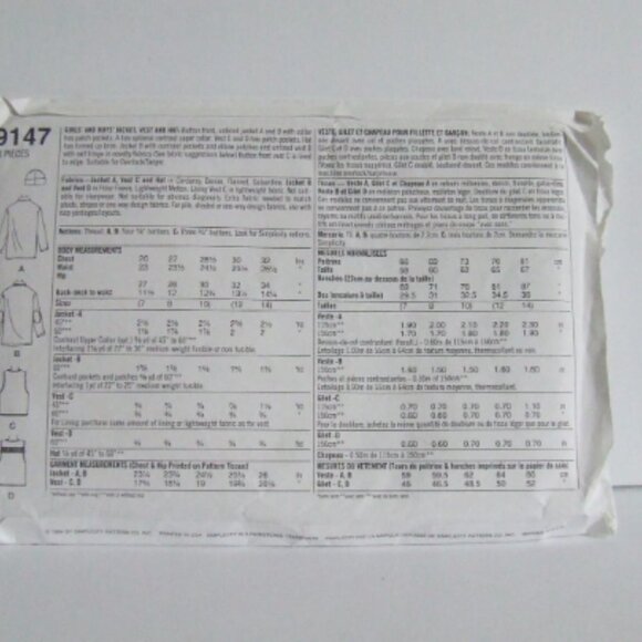 Simplicity sewing uncut pattern kids fall jacket vintage autumn coat vest winter - Picture 2 of 5